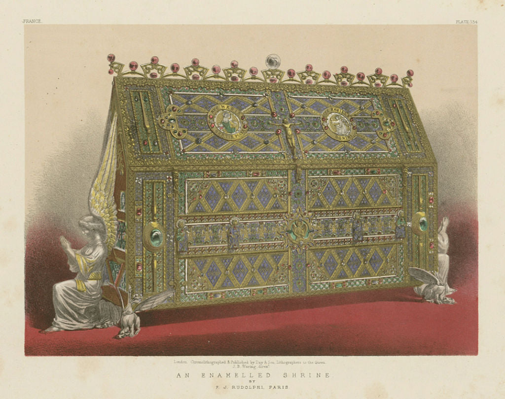 INTERNATIONAL EXHIBITION. An enamelled shrine - F J Rudolphi, Paris 1862 print